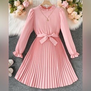 Elegant Pink Pleated Dress